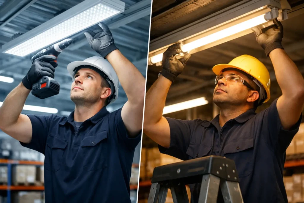 LED Versus Fluorescent Warehouse Lighting